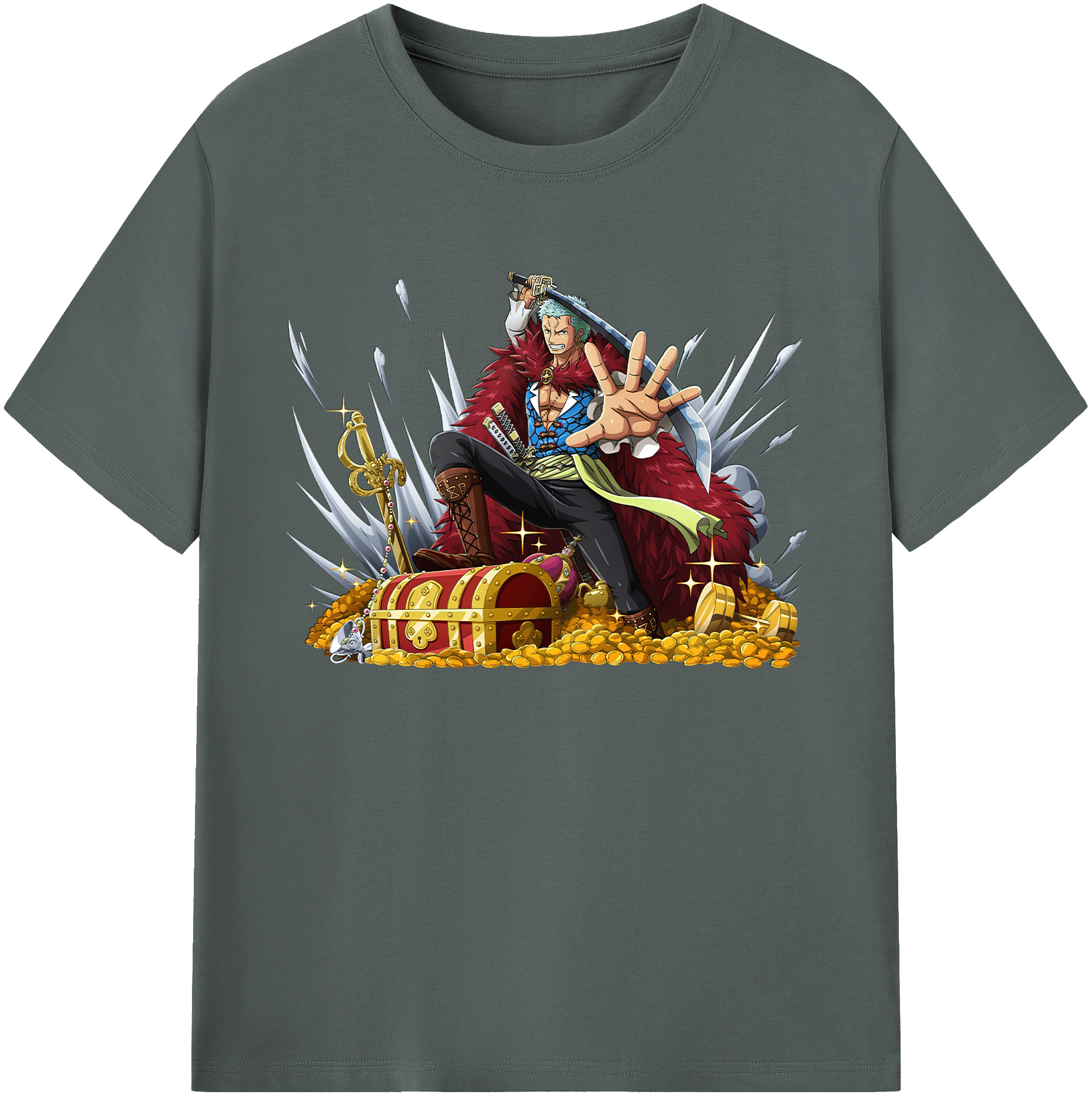 ワンピース ロロノア・ゾロ ONE PIECE Roronoa Zoro 綿100％ メンズ半袖Tシャツ｜肌触りやわらか＆通気性